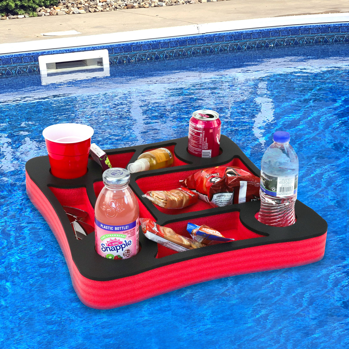 Floating Pool Drink Holder Table Party Tray Durable Black Foam 7 Compartments, Men's, Size: One Size