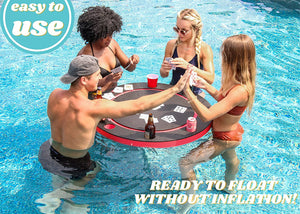 Polar Whale Red & Black Color Floating Game or Card Table Tray for Pool or Beach Party Float Lounge