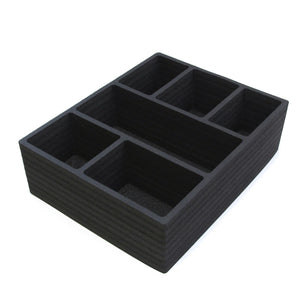 Black Extra Deep Desk Drawer Organizer - Plastic Tray with Seven Bins