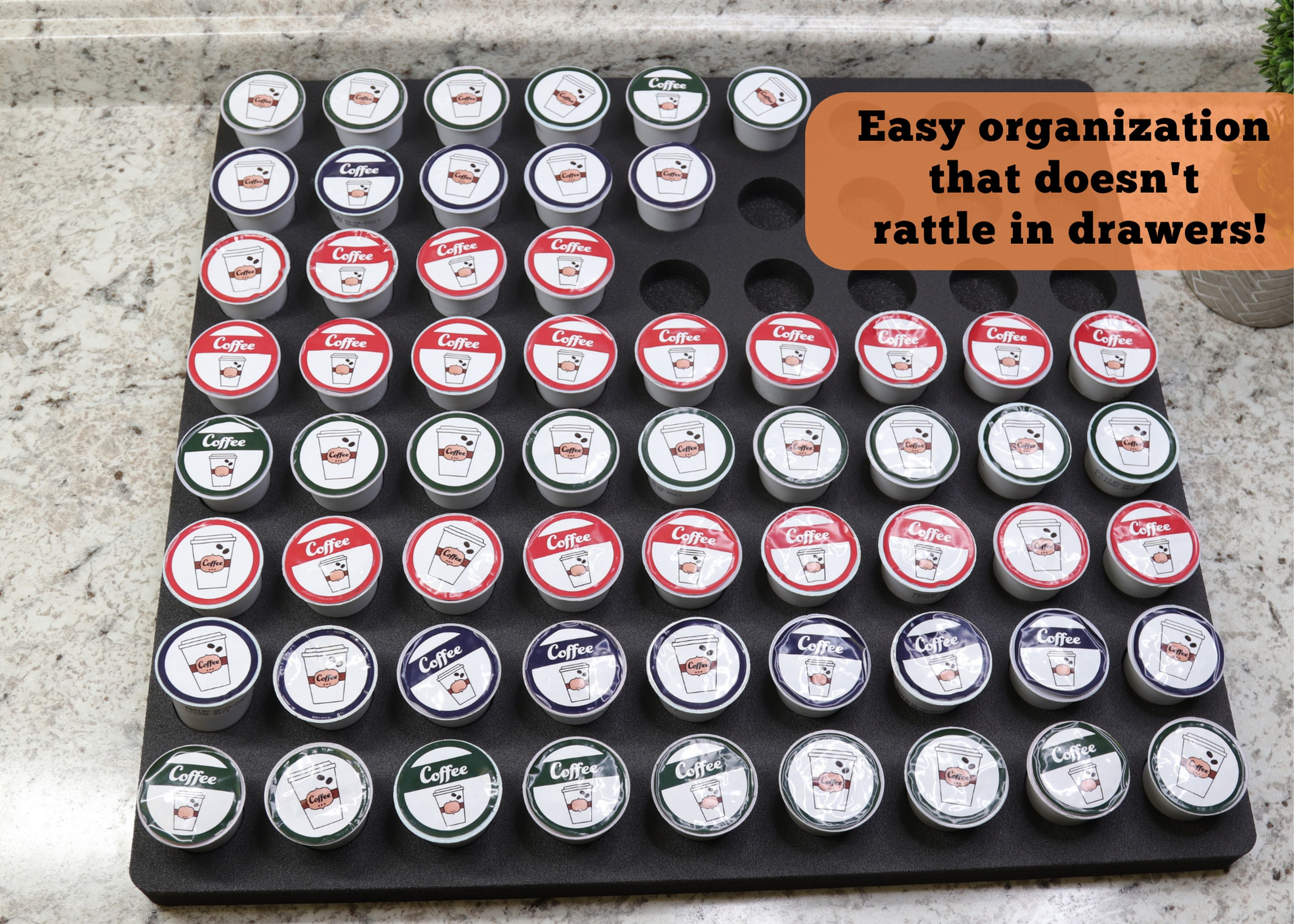 Coffee Pod Organizer Holds 72 Fits Keurig K-Cup 20" x 21.75" for Large Drawers