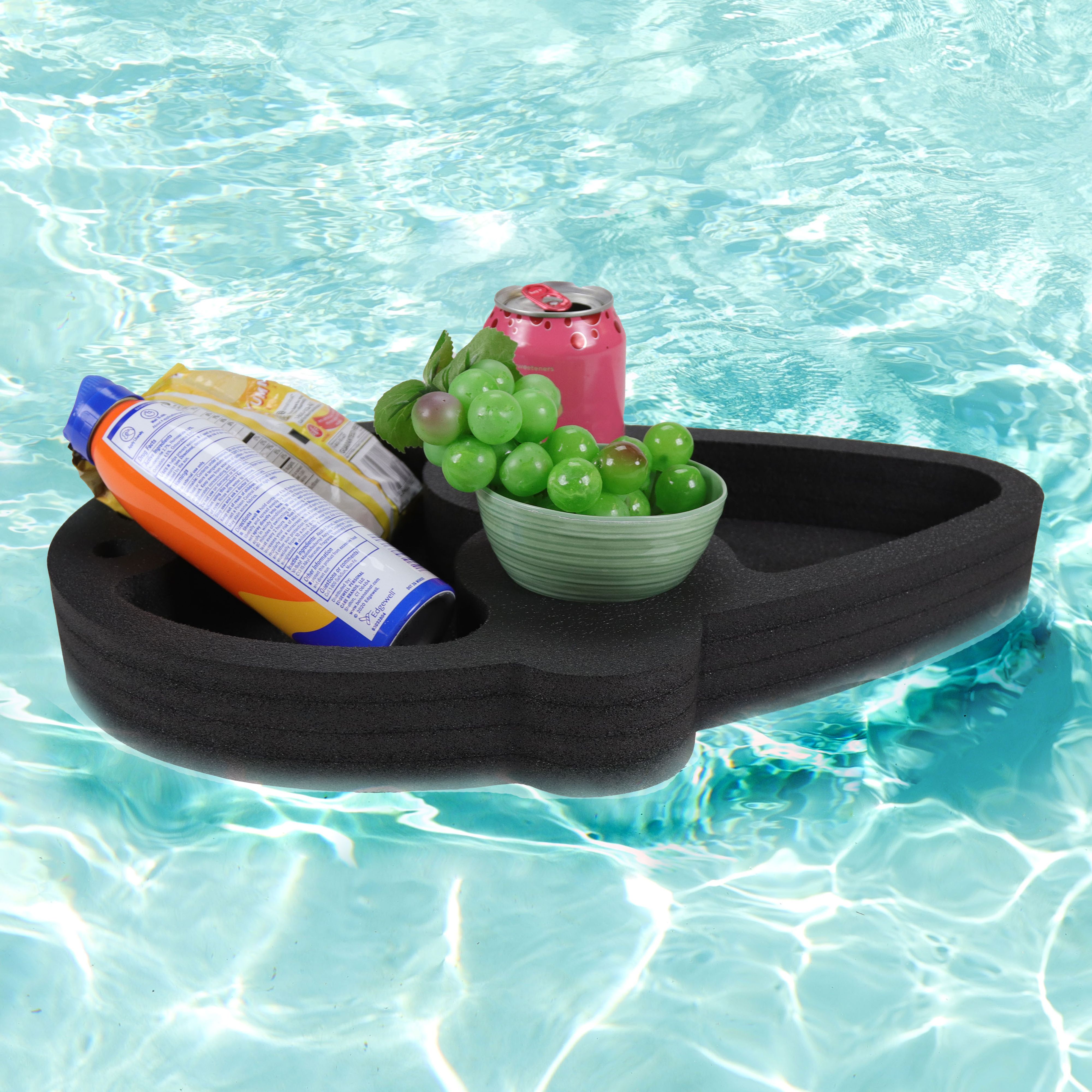 Ice Cream Cone Shape Floating Drink Holder Refreshment Table Tray for Pool Beach Party Hot Tub Float Lounge Durable Black Foam 4 Compartment Fade Resistant 17.5 Inches