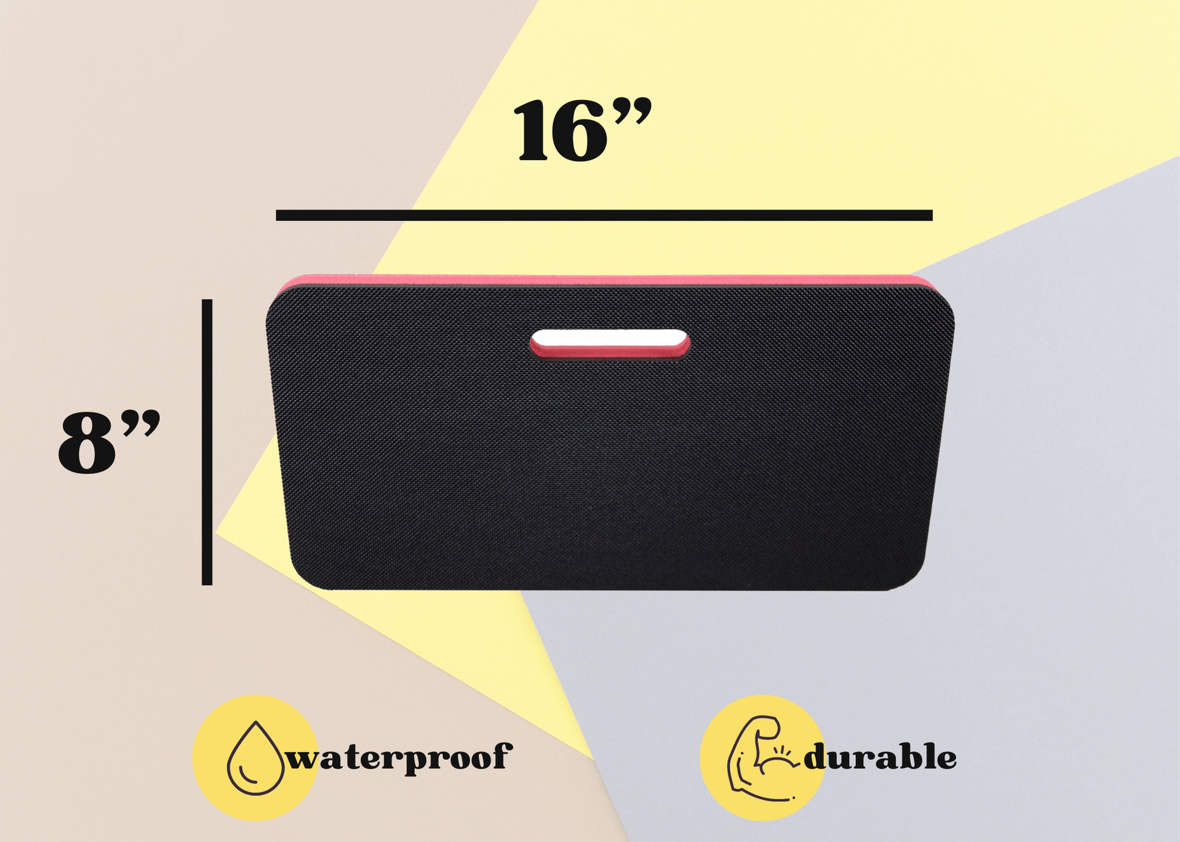 2 Portable Knee Cushions Red and Black for Home Garden Work Automotive Workshop and More Durable Thick Comfortable High Density Waterproof Foam 16 x 8 Inches Kneeling Pad