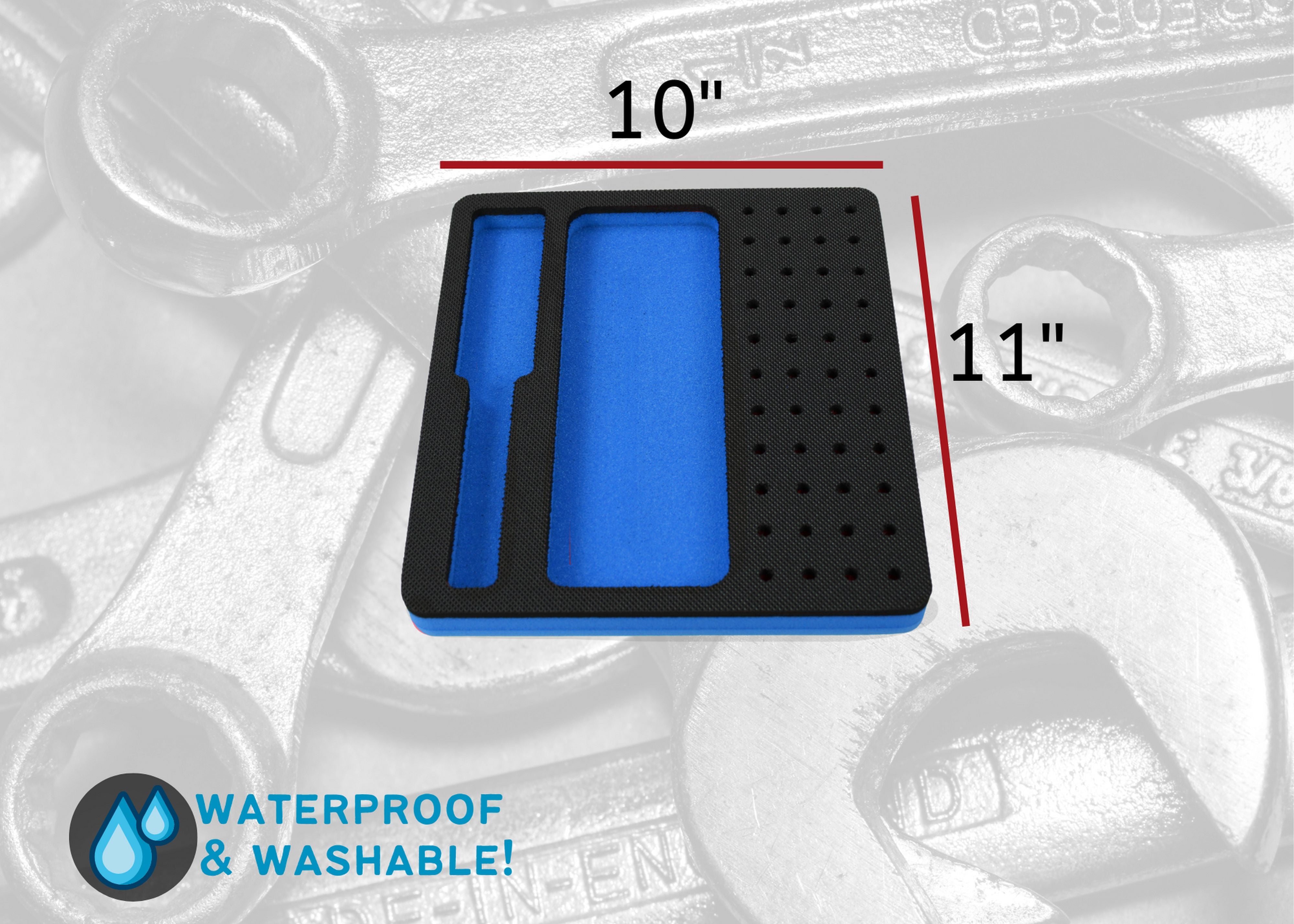 Tool Drawer Organizer Wrench Holder Insert Blue and Black Foam Tray 5  Pockets
