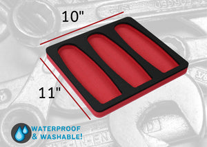 Tool Drawer Organizer Pliers Holder Insert Red and Black Durable Foam Tray 3 Pockets Holds 3 Pliers Up To 9 Inches Long Fits Craftsman Husky Kobalt Milwaukee Many Others