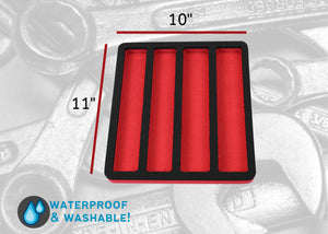 Tool Drawer Organizer Wrench Holder Insert Red and Black Durable Foam Tray 4 Pockets Holds Wrenches Up To 10 Inches Long Fits Craftsman Husky Kobalt Milwaukee Many Others
