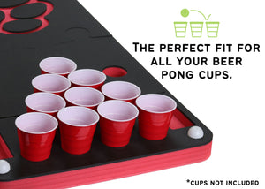 Floating Beer Pong Table Red and Black Pool Party Float Paw Print Game and Lounge Durable Foam 6 Feet Long Indoor Outdoor Lake Beach Lawn Balls Included