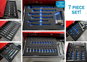 Tool Drawer Organizer 247 Piece Insert Set Blue and Black Durable Foam Holds Many Tools and Accessories Trays Fits DEWALT Mechanics Set DWMT81535 Fits Most Cabinet and Chest Drawers