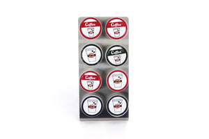 Brushed Stainless Steel Coffee Pod Organizer Holds 8