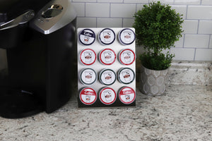 Brushed Stainless Steel Coffee Pod Organizer Holds 12