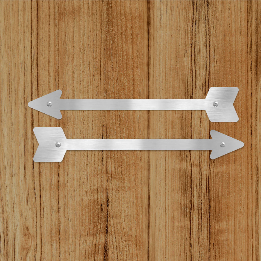 Arrow Pair Brushed Stainless Steel Wall Decor Polished MetalHome Living Room Bedroom Basement Indoor Outdoor Home Mounting Hardware 12 Inches Long