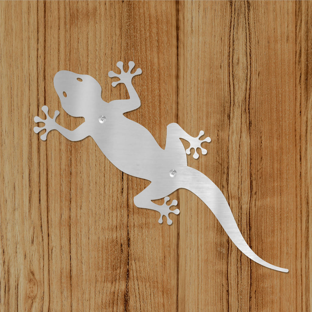Gecko Brushed Stainless Steel Wall Decor Polished Metal for Home Living Room Bedroom Basement Indoor Outdoor Home Mounting Hardware 12 Inches Long