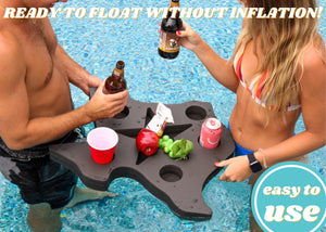 Texas State Drink Holder Floating Refreshment Table Tray for Pool or Beach Party Float Lounge Durable Black Foam 6 Compartment 2 Feet