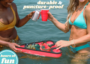 Floating Drink Holder Red and Black Refreshment Table Tray for Pool or Beach Party Float Lounge Durable Black Foam 3 Compartment