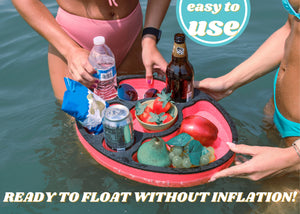 Floating Spa Hot Tub Bar Drink and Food Table Red and Black Tray for Pool or Beach Party Float Lounge Durable Foam 17 Inches Oval 7 Compartment