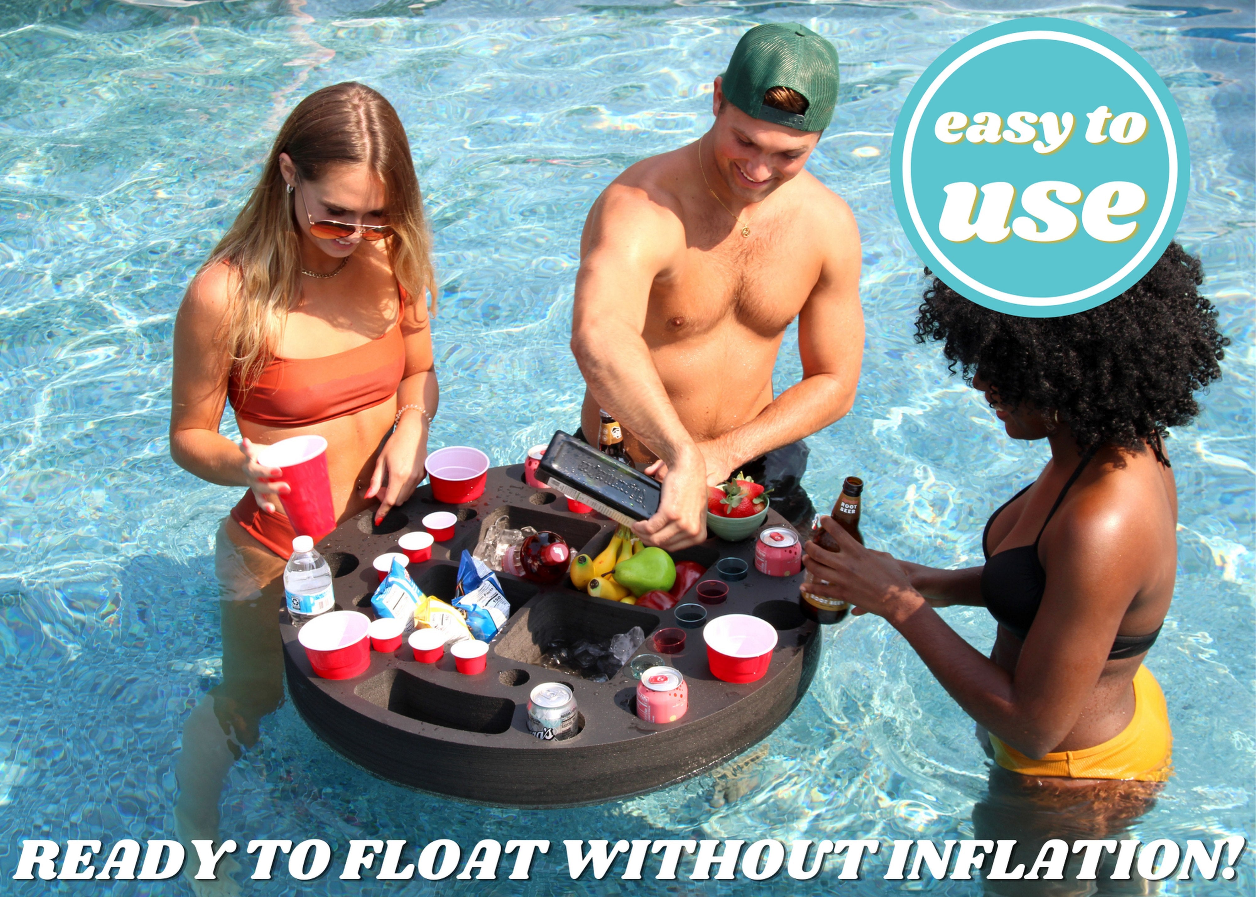 Floating Giant Round Bar Bartender Serving Tray Drink Table Pool Foam 30" Wide