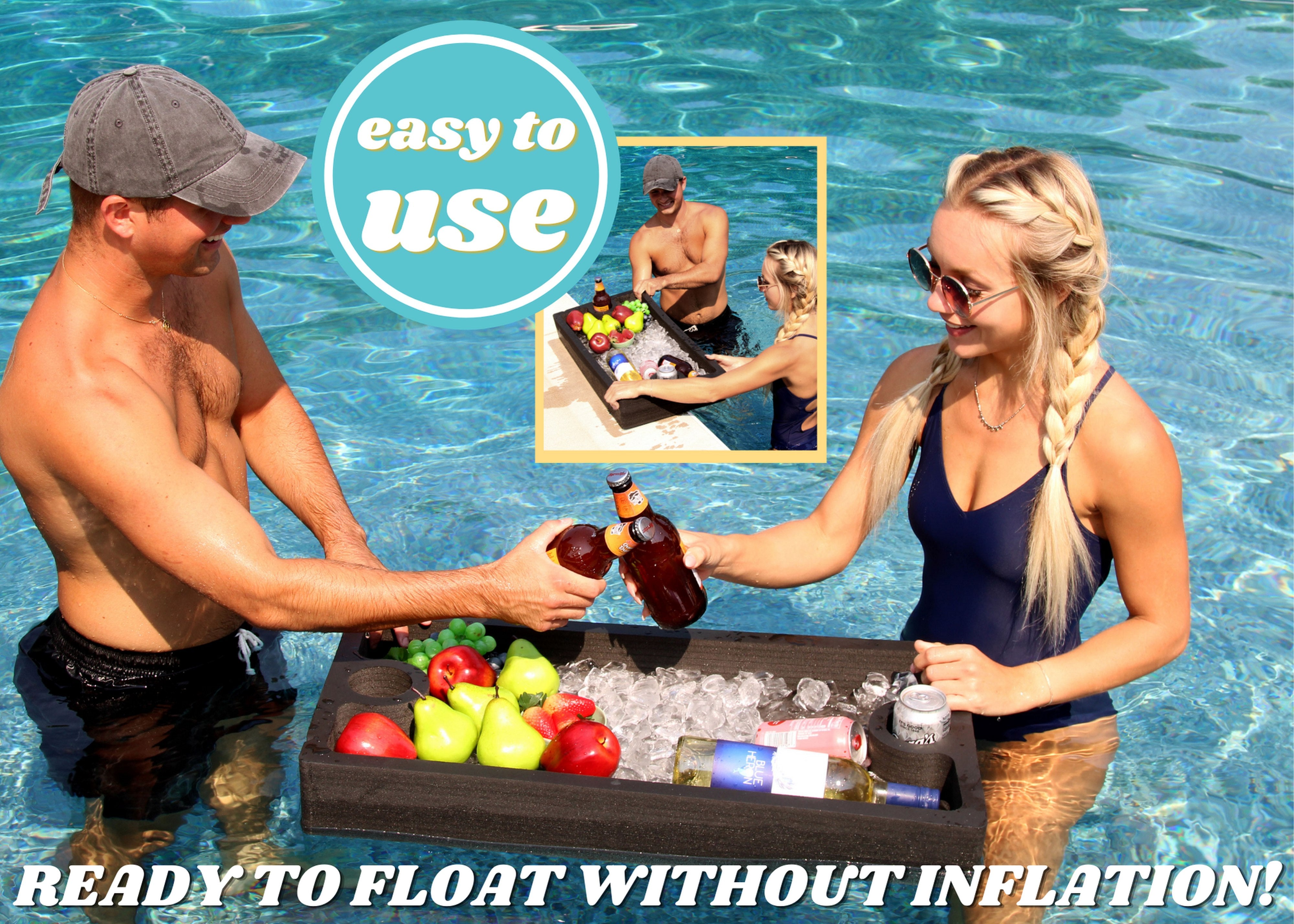 Floating 30" x 15" Table Bar Serving Buffet Tray Ice Drink Holder Pool Party