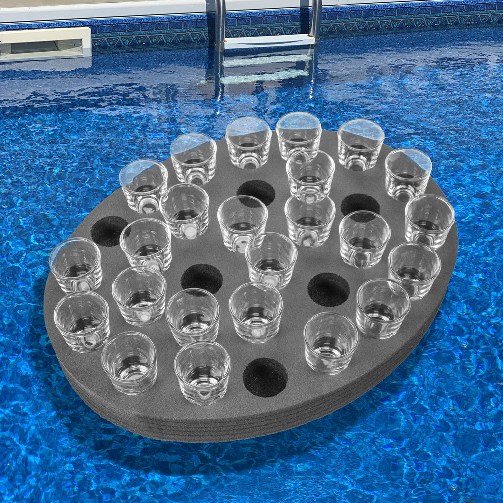 Shot Glass Holder Floating Tray Table for Pool Beach Spa Hot Tub Bar Club Party Float Durable Foam Serving Rack 16.67 Inches Wide Holds 30 Shots