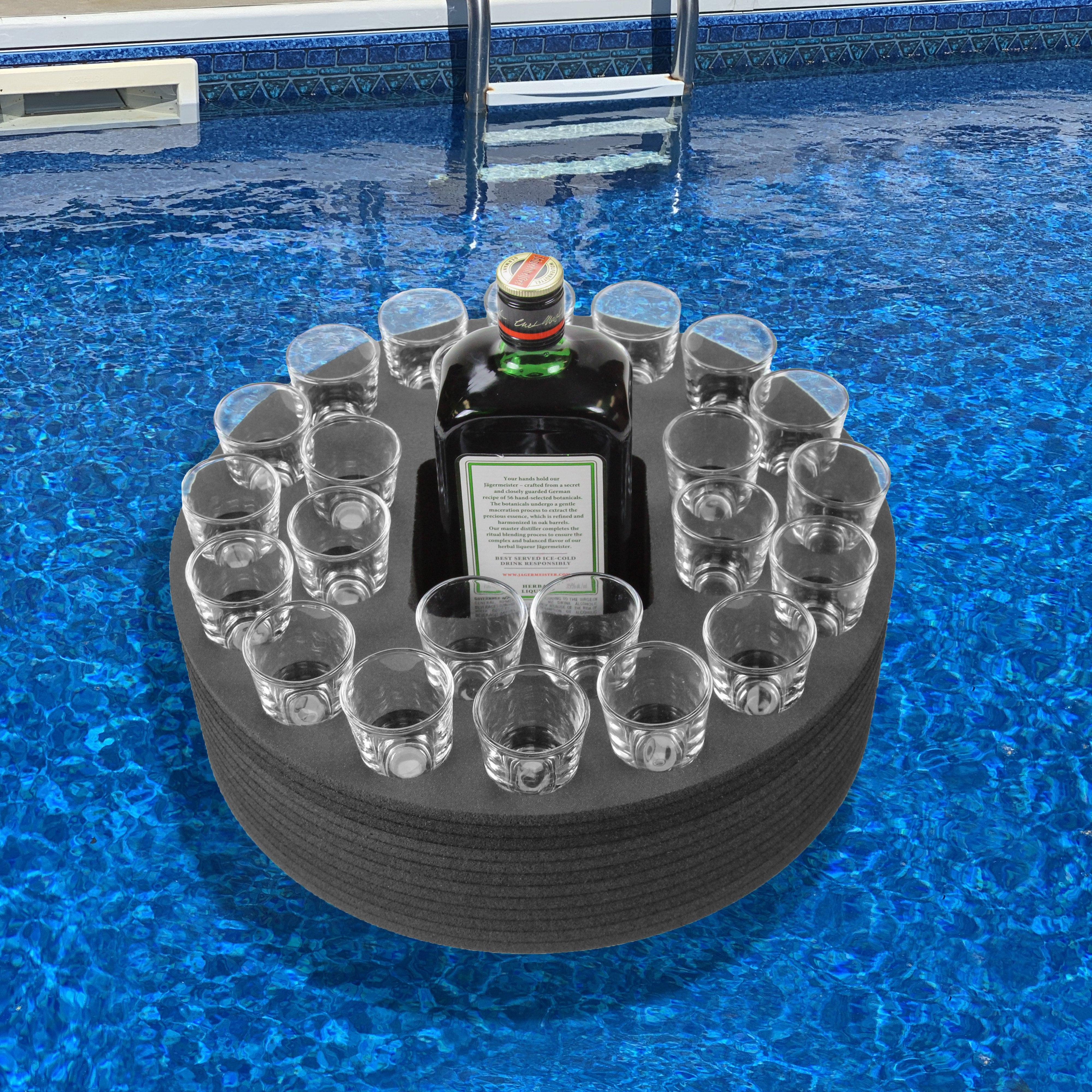 Shot Glass Holder Floating Tray Pool Beach Spa Hot Tub Bar Club Party Float Durable  Serving Rack 13.75 Inches Wide Extra Deep Holds Bottle 24 Shots