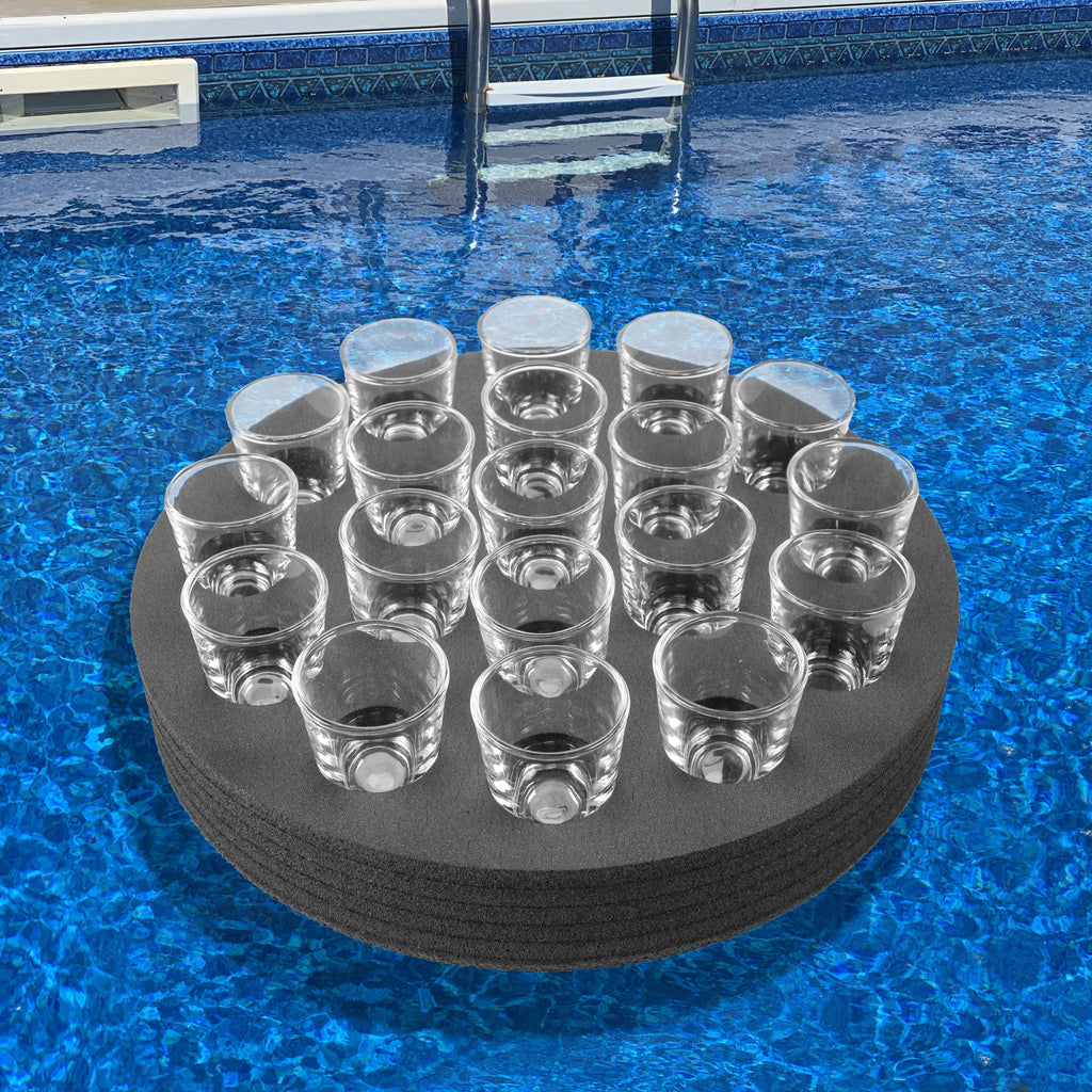 Shot Glass Holder Floating Tray Table for Pool Beach Spa Hot Tub Bar Club Party Float Durable Foam Serving Rack 12 Inches Wide Holds 19 Shots