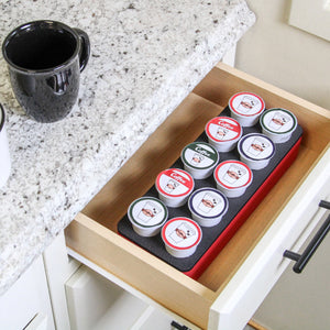 Coffee Red Pod Storage Deluxe Organizer Tray Drawer Insert for Kitchen Home Office Waterproof 4.5 X 11.75 Inches Holds 10 Compatible Keurig K-Cup