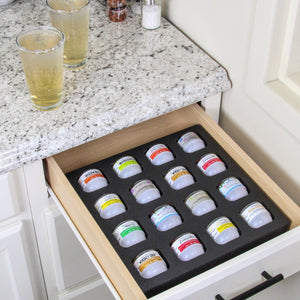 Cocktail Capsule Drawer Tray Insert Compatible Keurig DrinkWorks Pods for Kitchen Home Bar Party Waterproof Foam 16 Compartment 12.5 x 12.5 Inches