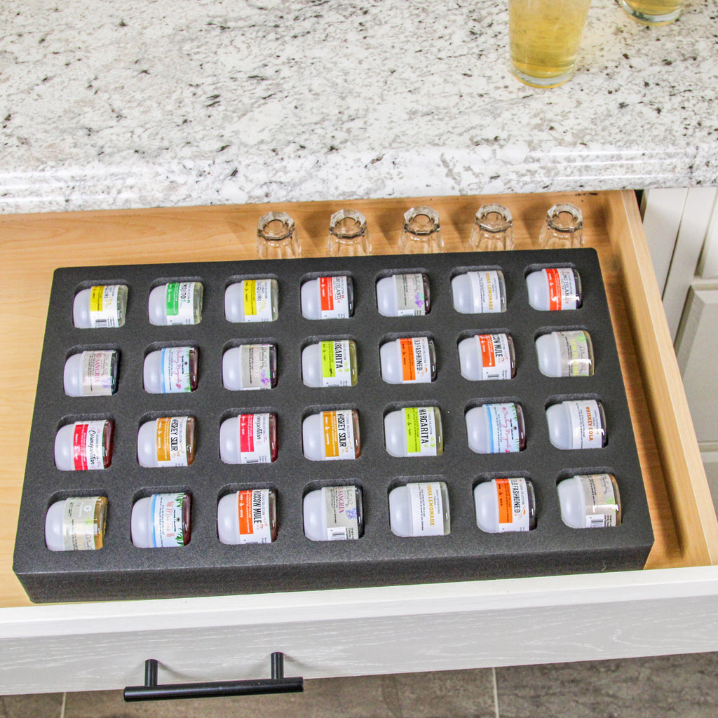 Cocktail Capsule Drawer Tray Insert Compatible Keurig DrinkWorks Pods for Kitchen Home Bar Party Waterproof Foam 28 Compartment 12.75 x 20.25 Inches