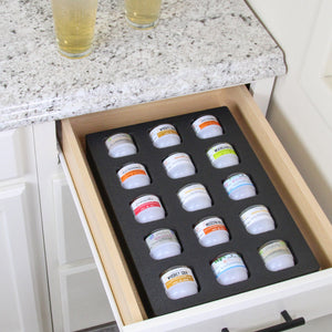 Cocktail Capsule Drawer Tray Insert Compatible Keurig DrinkWorks Pods for Kitchen Home Bar Party Waterproof Foam 15 Compartment 10.9 x 14.9 Inches