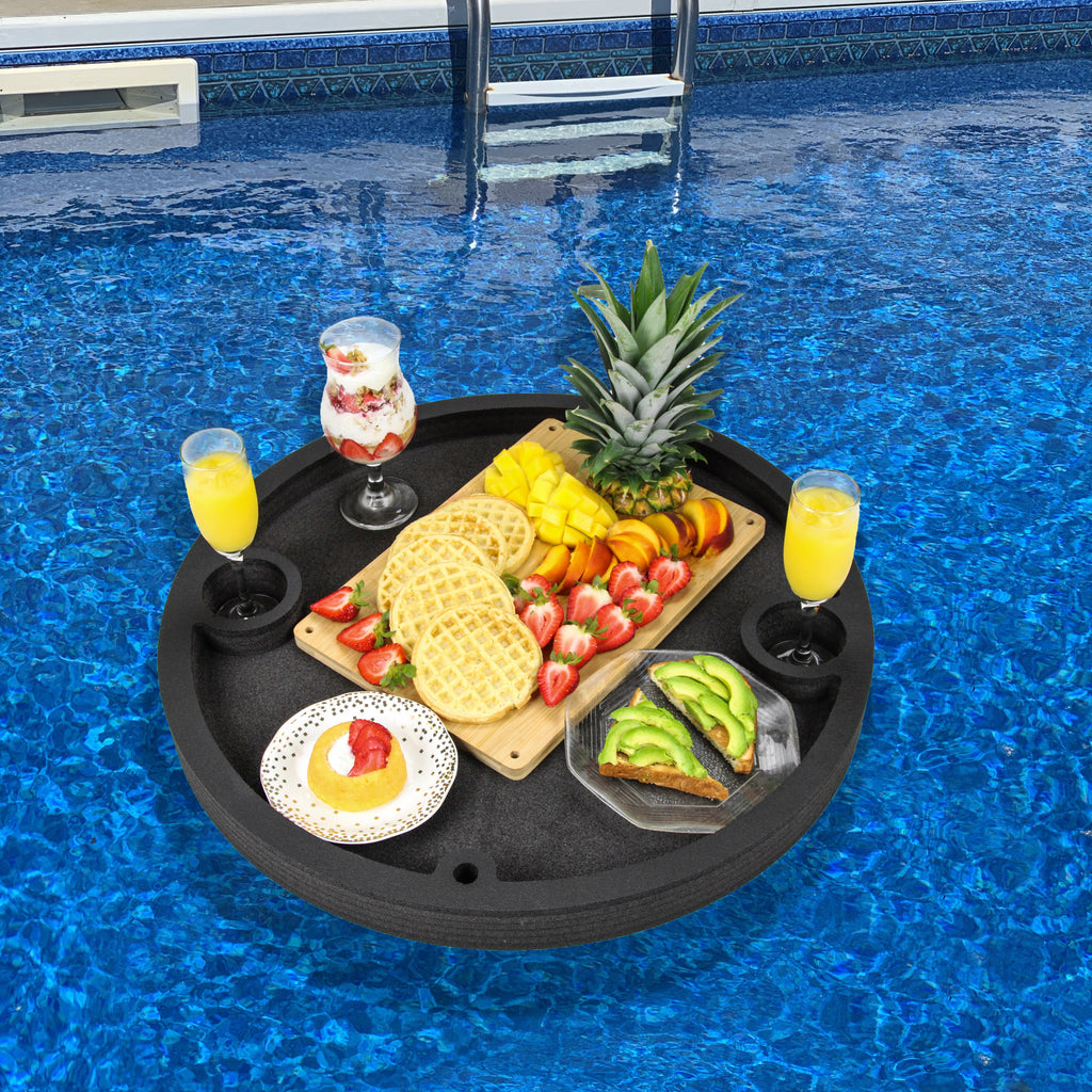 Breakfast Table Serving Buffet Round Tray Drink Holders Swimming PoolBeach Party Float Lounge Durable Foam UV Resistant Cup Holders 24 Inches Wide
