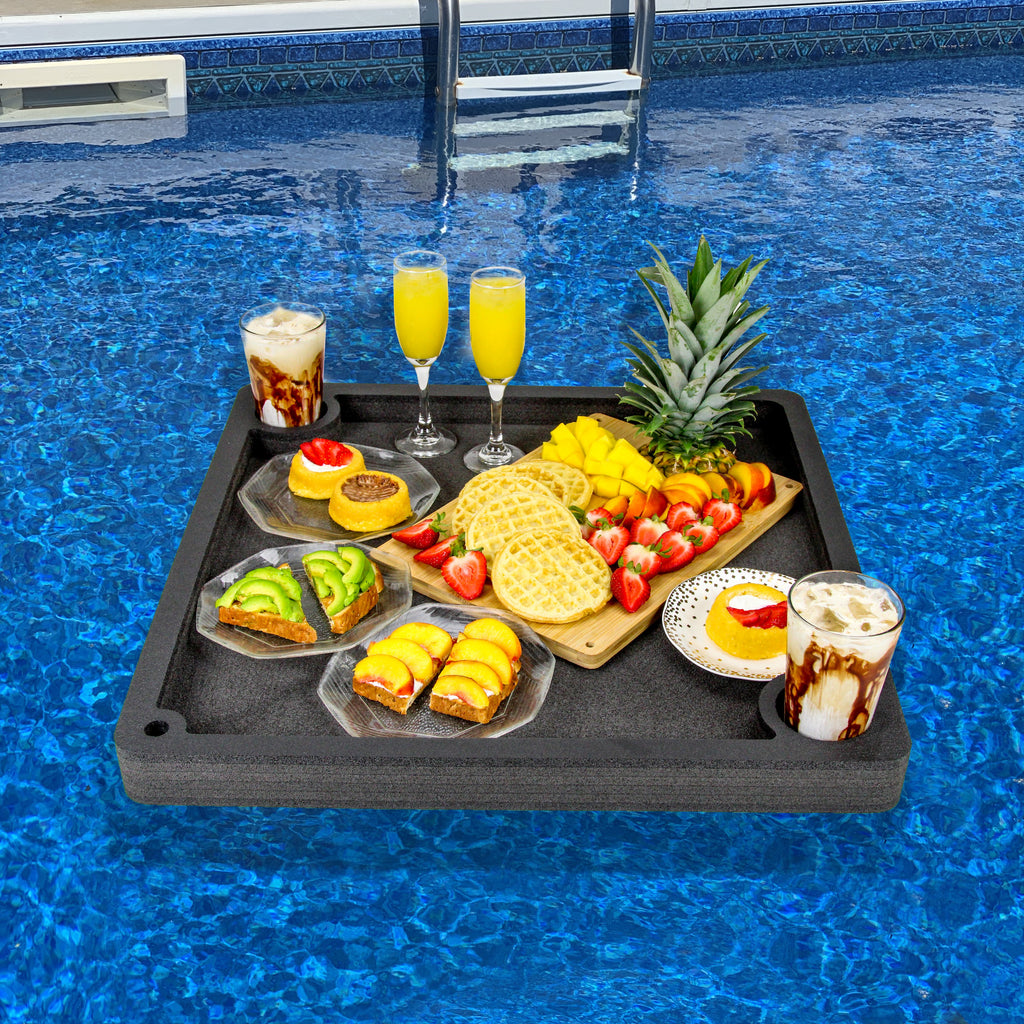 Breakfast Table Serving Buffet Tray Drink Holders Swimming Pool Beach Party Float Lounge Durable Foam UV Resistant Cup Holders 24 Inches Wide