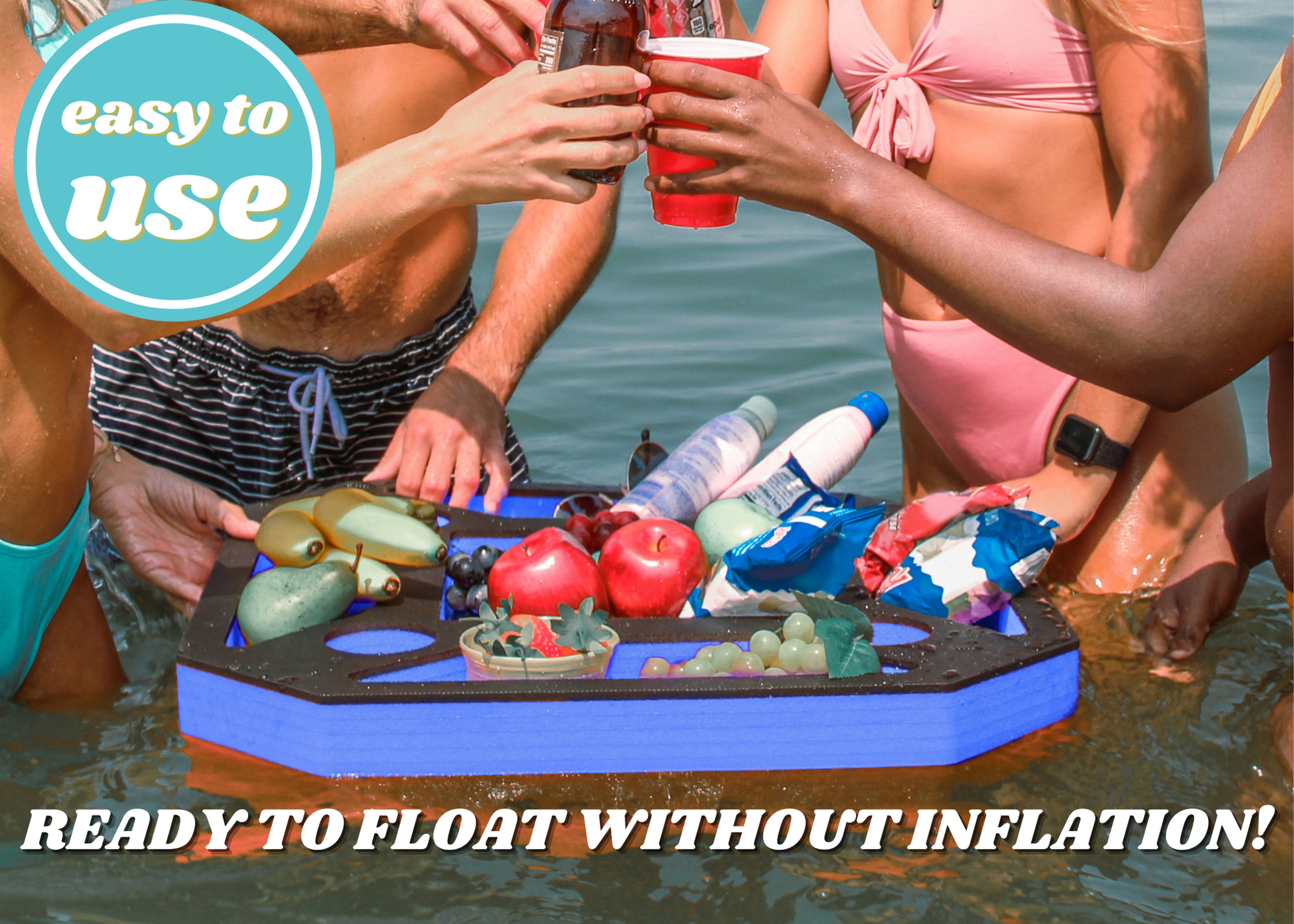 Large Floating Spa Hot Tub Bar Drink Food Table Refreshment Tray PoolBeach Party Float Lounge Durable Foam 23.5 Inches 9 Compartment UV Resistant