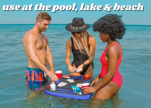 Poker Table Game Tray Pool Beach Party Float Lounge Durable Foam 23 Inch Chip Slots Drink Holders Waterproof Playing Cards Deck UV Resistant
