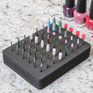 Nail Drill Bit Holder St Durable Foam Waterproof Storage Container TrayProfessional or Home Use Bathroom Bedroom Vanity Salon Holds up to 48 Bits