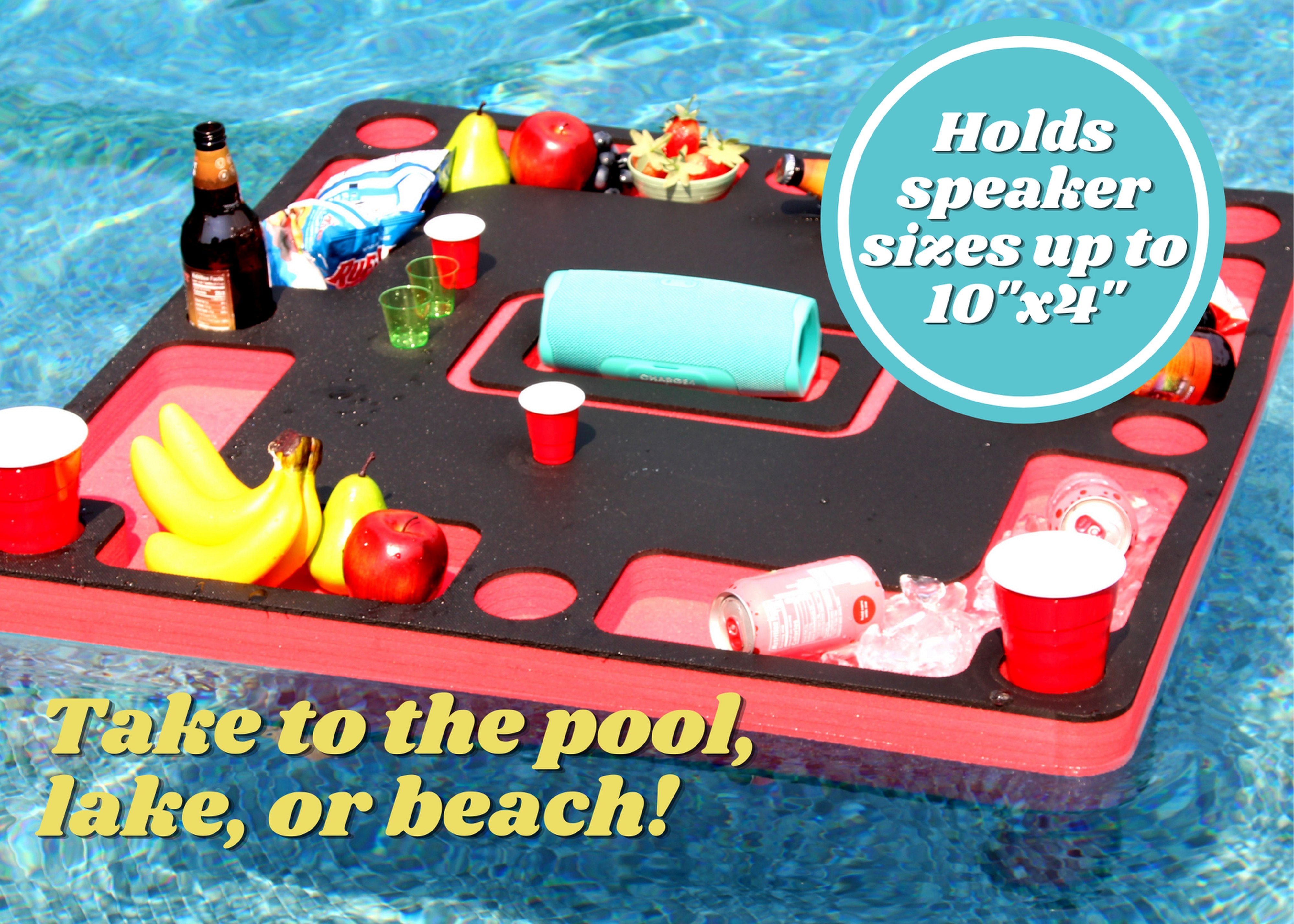 Waterproof Speaker Table Tray Drink Holders for Pool or Beach Float Durable Foam UV Resistant Compatible JBL tooth Charge FLIP more 36 Inch