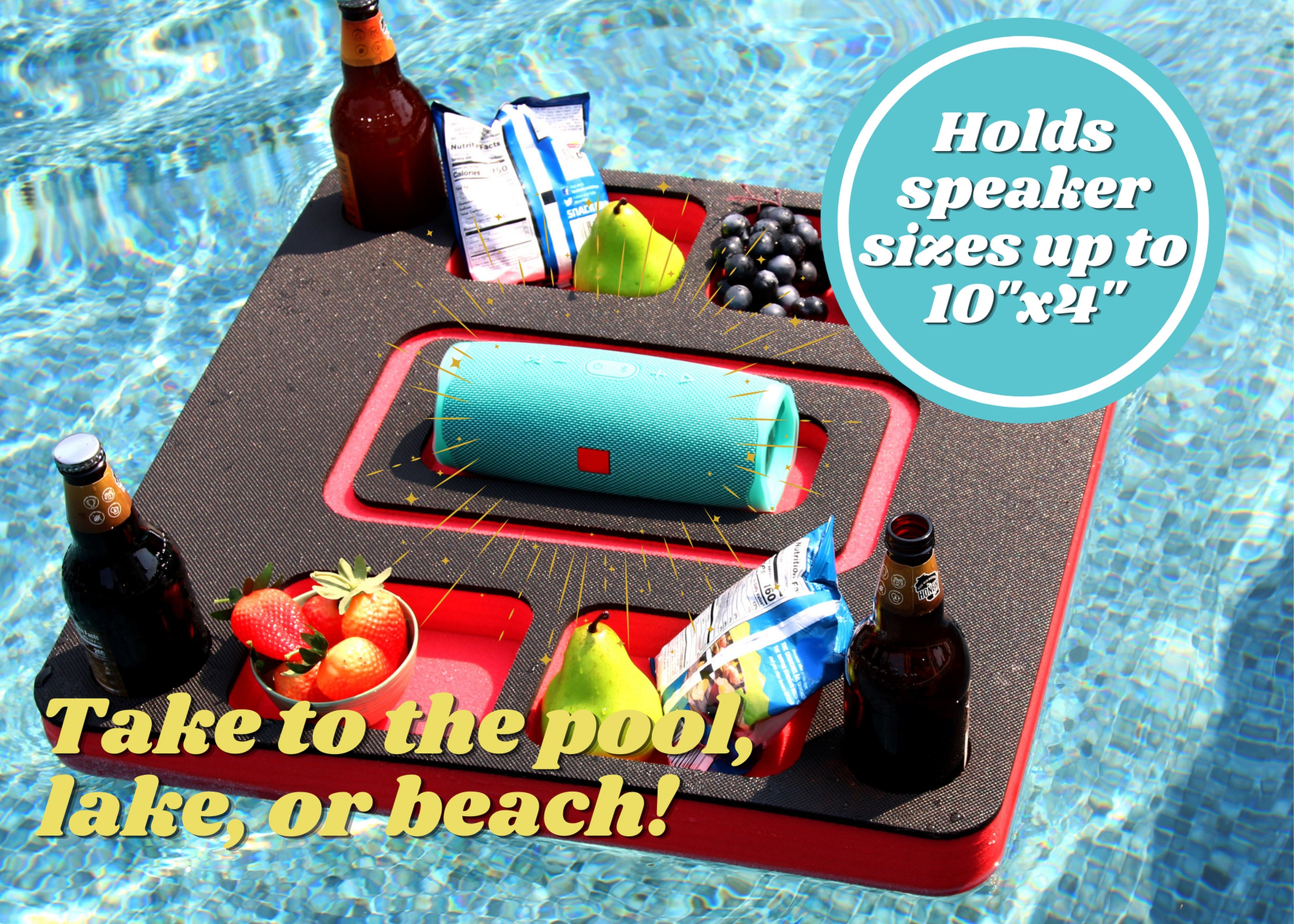 Waterproof Speaker Table Tray Drink Holders for Pool Beach Float Durable Foam UV Resistant Compatible JBL tooth Charge FLIP more 23.75 Inch