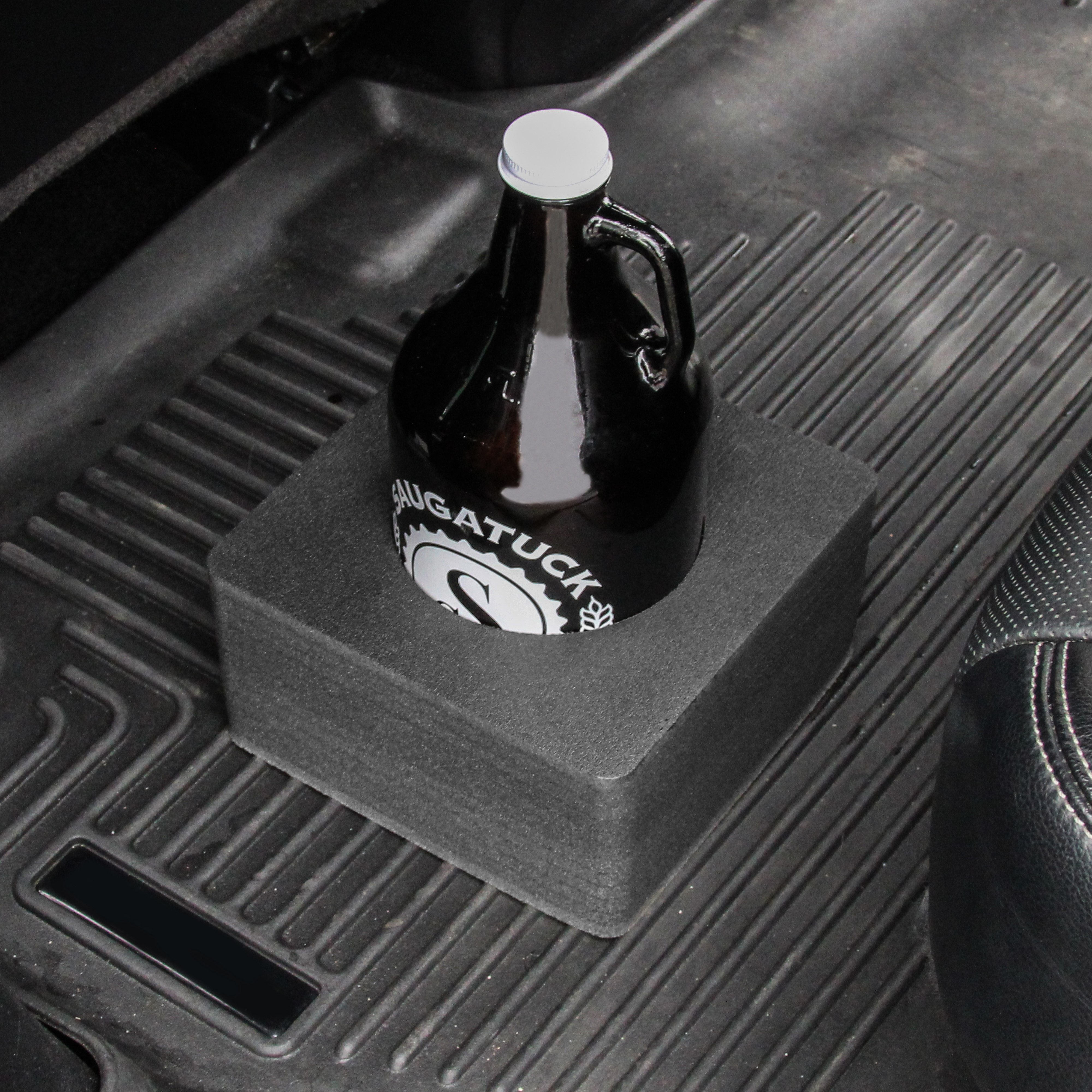 Growler Holder Durable Foam Organizer Transport Protector Bottle Car Truck SUV Van Seat Travel Protection 8 x 8 x 4 Inches Holds 1 Growler Bottle