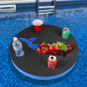 Whale Shape Drink Holder Doughnut Refreshment Table Tray PoolBeach Party Float Lounge Durable Foam 5 Compartment UV Resistant Cup Holders 2 Feet