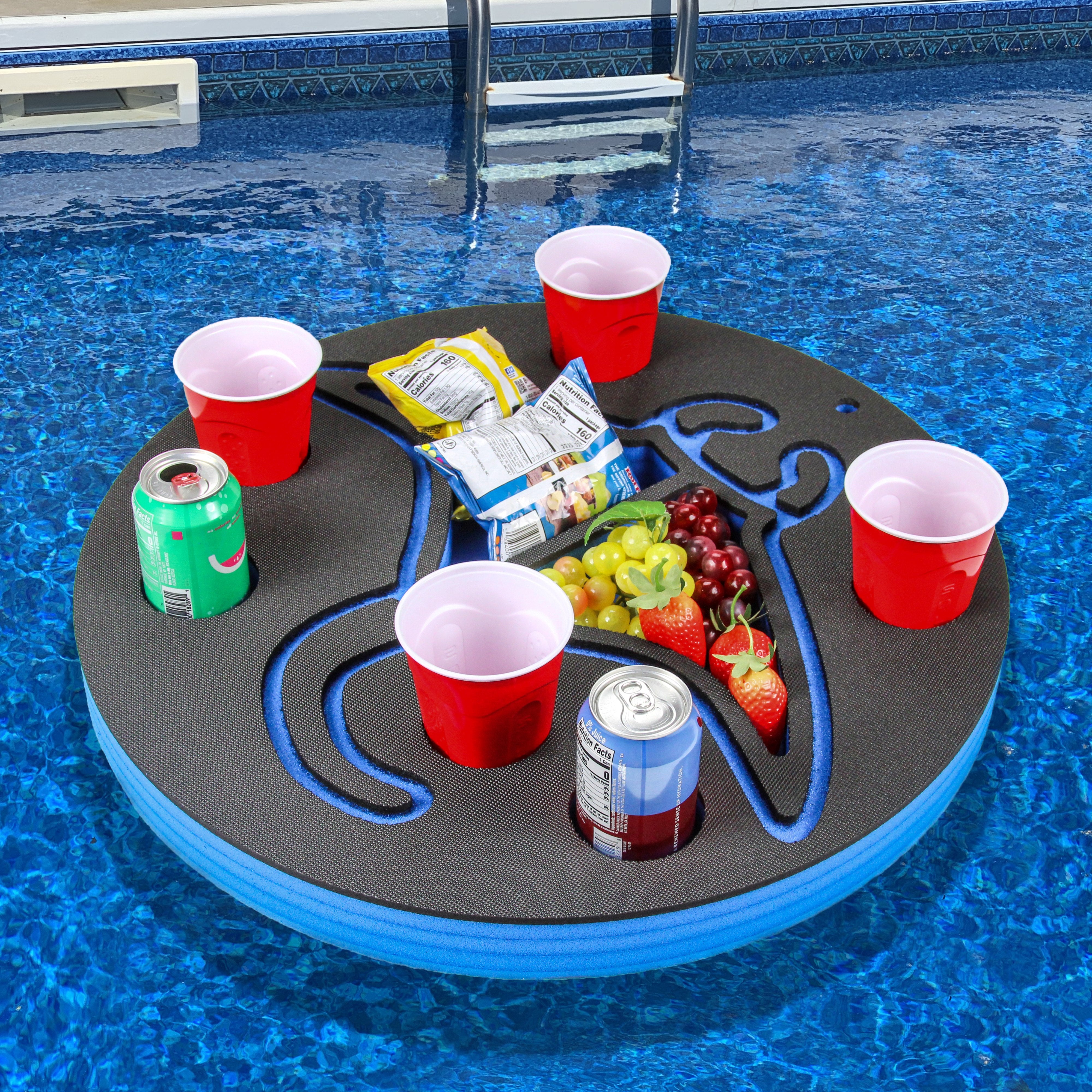 Stingray Manta Shape Drink Holder Refreshment Table Tray PoolBeach Party Float Lounge Durable Foam 8 Compartment UV Resistant Cup Holders 2 Feet