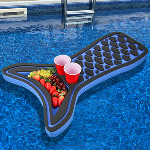 Mermaid Shape Drink Holder Fish Tail Table Tray for Pool Beach Party Float Lounge Durable Foam 3 Compartment UV Resistant Cup Holders 34.74 Inches