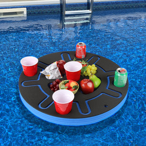 Ship Wheel Drink Holder Floating Refreshment Table Tray Pool or Beach Party Float Lounge Durable Foam 9 Compartment UV Resistant Cup Holders 2 Feet