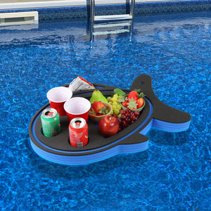 Floating Fish Drink Holder Refreshment Table Tray for Pool or Beach Party Float Lounge Durable 6 Compartment UV Resistant Cup Holders 2 Feet
