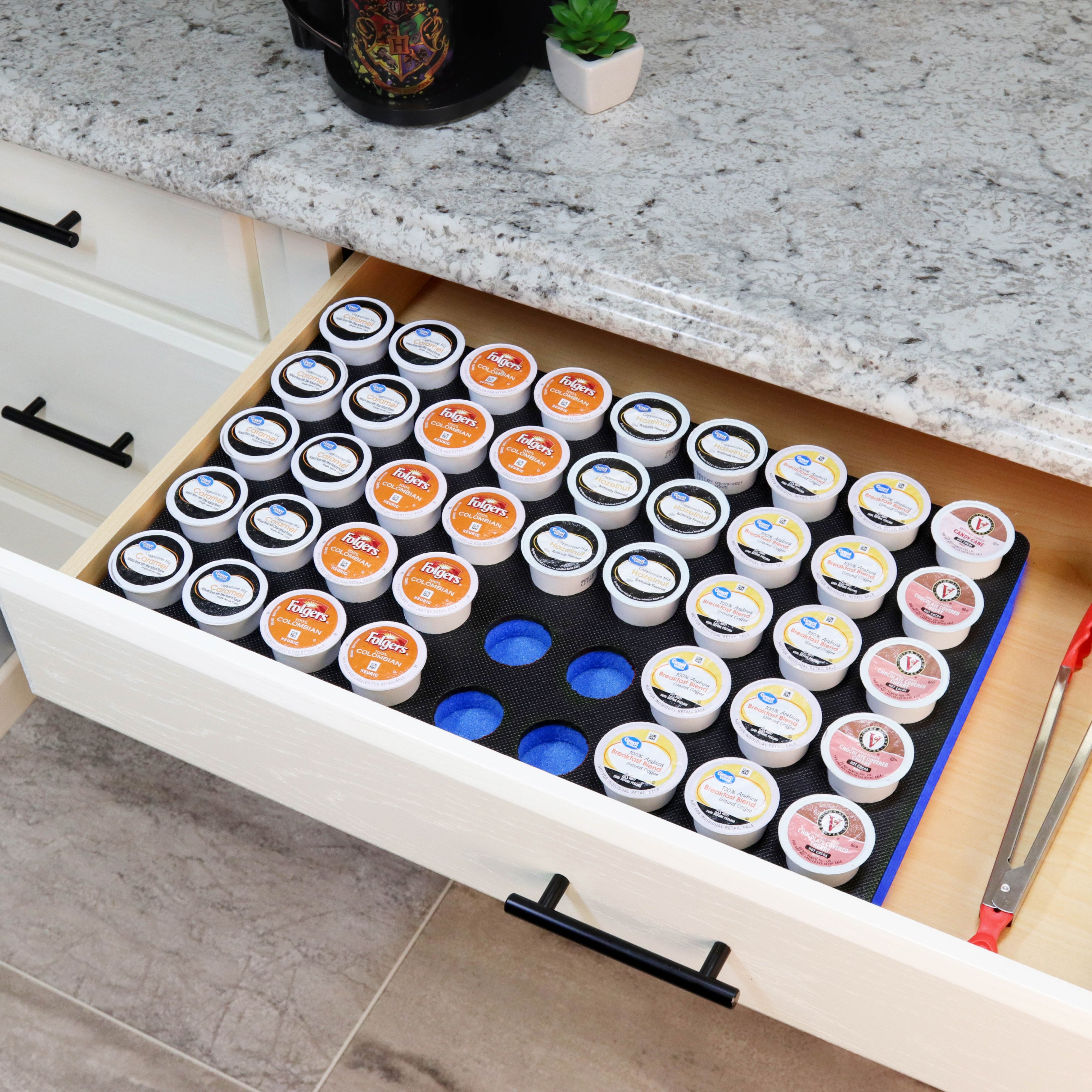 Coffee Pod Storage Deluxe Organizer Tray Drawer Insert for Kitchen Home Office Waterproof 12.1 X 19.9 Inches Holds 45 Compatible Keurig K-Cup