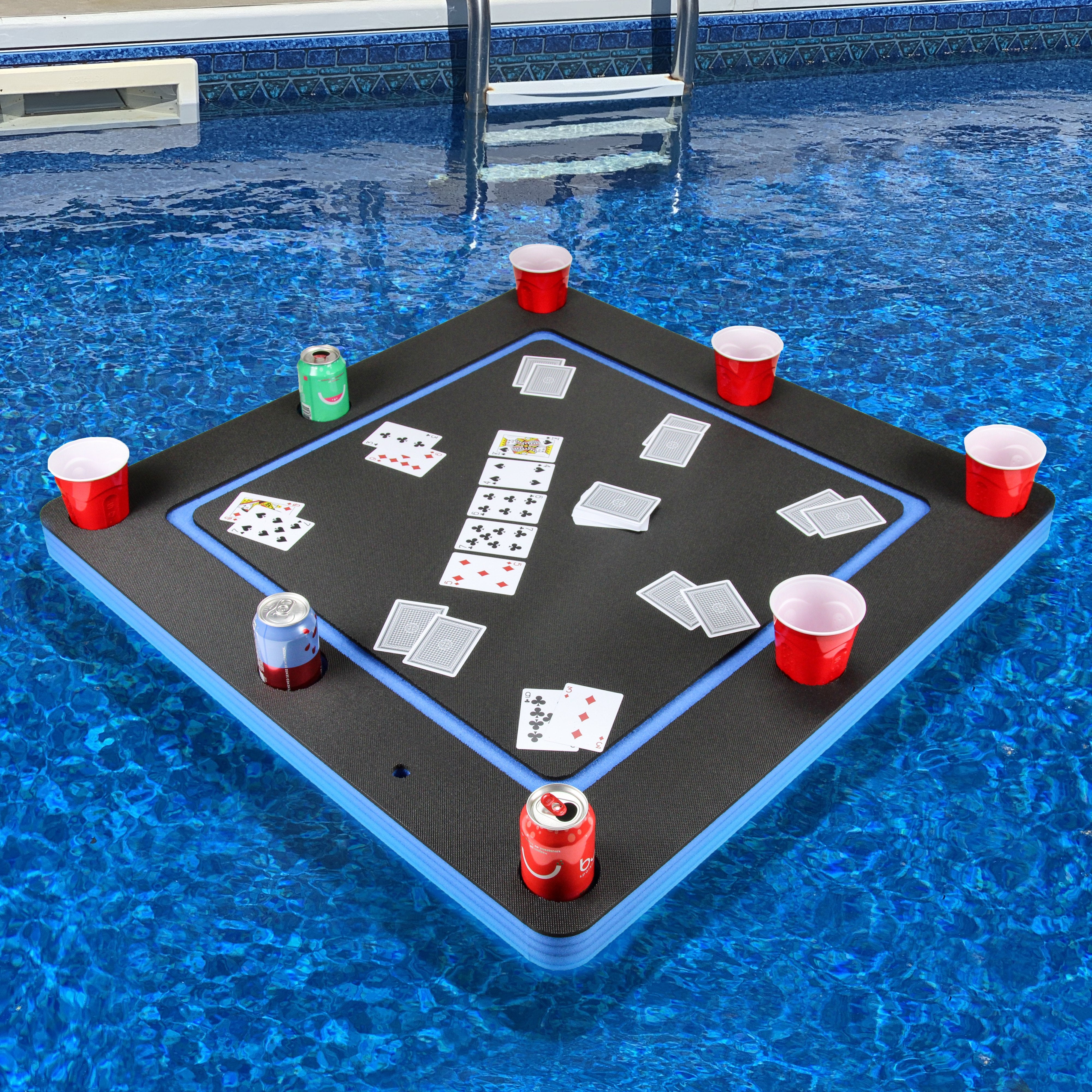 Floating GameCard Table Tray PoolBeach Party Float Lounge Durable Foam Large 36 Inch Drink Holders Waterproof Playing Cards Deck UV Resistant