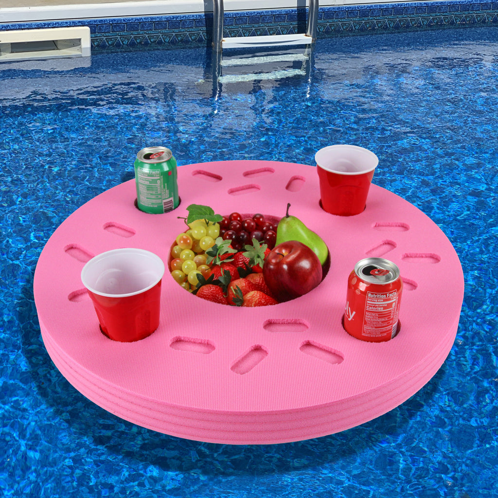 Donut Shape Drink Holder Doughnut Refreshment Table Tray PoolBeach Party Float Lounge Durable Foam 5 Compartment UV Resistant Cup Holders 2 Feet