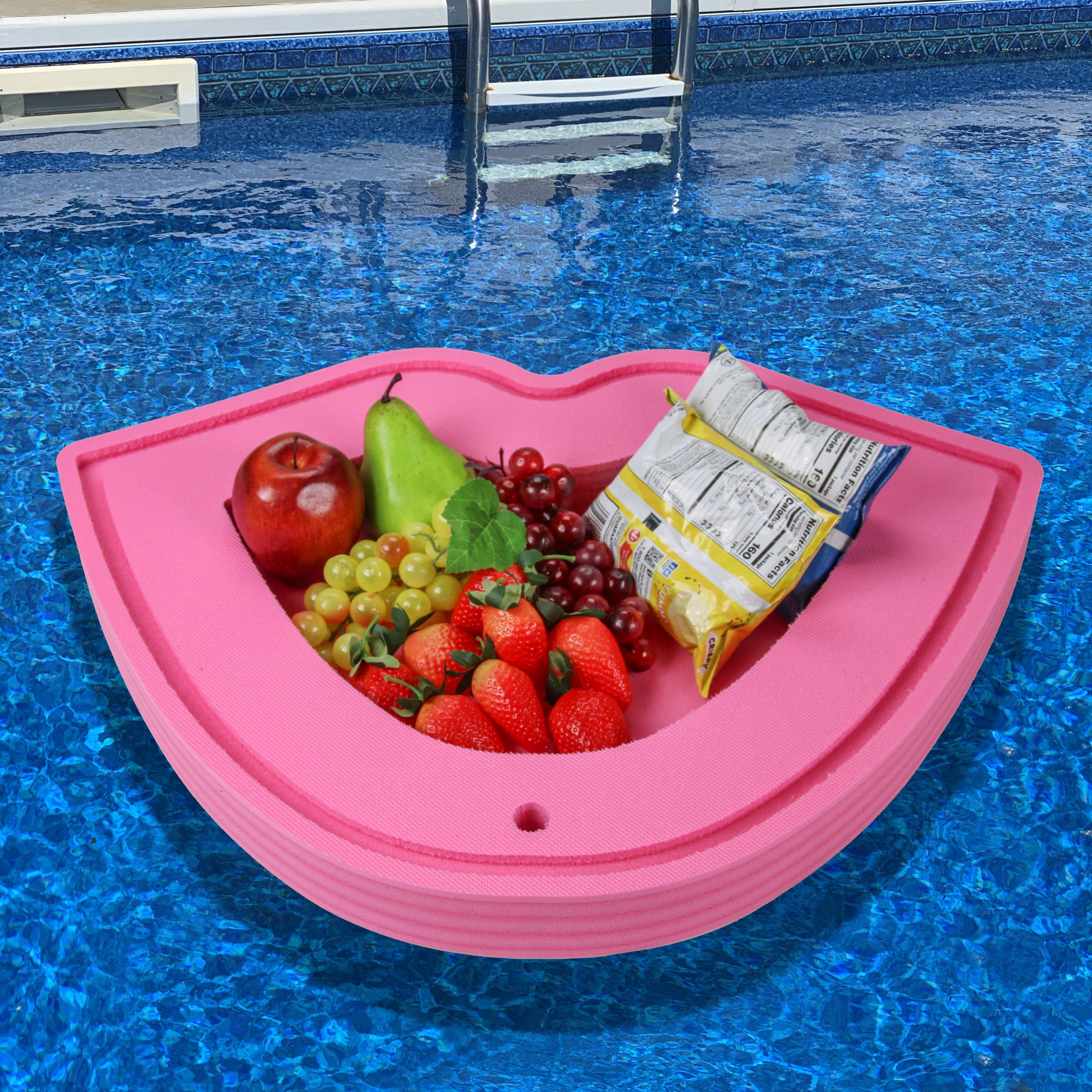 Floating Lips Shape Holder Kiss Smooch Refreshment Table Tray Pool Beach Party Flower Float Lounge Durable Foam 1 Compartment UV Resistant 2 Feet
