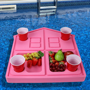 Doll House Shaped Drink Holder Doll House Table Tray Pool or Beach Party Float Lounge Durable Foam 6 Compartment UV Resistant Cup Holders 2 Feet