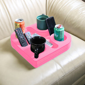 Polar Whale Couch Drink Holder Pink Stylish Refreshment Tray for Sofa Bed Floor Car RV Lounge TV Room Durable Foam 5 Compartments 13.75 Inches Wide