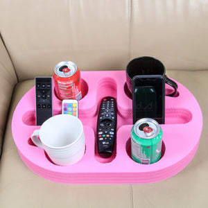 Polar Whale Couch Drink Holder Pink Oval Refreshment Tray for Sofa Bed Floor Car RV Lounge TV Room Durable Foam 5 Compartments 17.75 Inches Wide