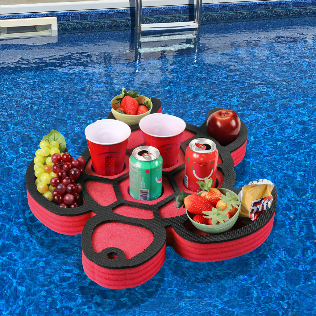 Floating Sea Turtle Drink Holder Refreshment Table Tray Pool or Beach Party Float Lounge Durable Foam 8 Compartment UV Resistant Cup Holders 2 Feet