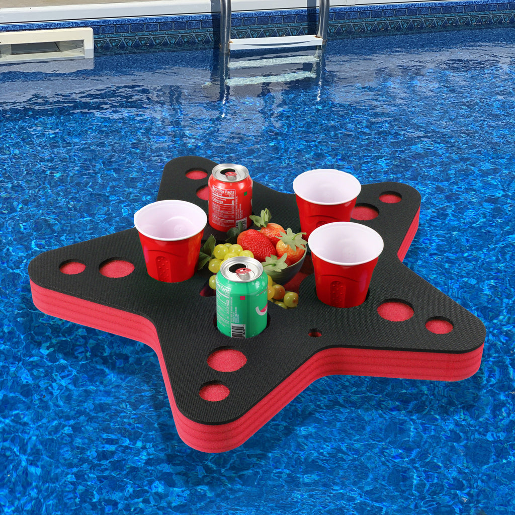Floating Star Fish Drink Holder Refreshment Table Tray Pool or Beach Party Float Lounge Durable Foam 6 Compartment UV Resistant Cup Holders 2 Feet