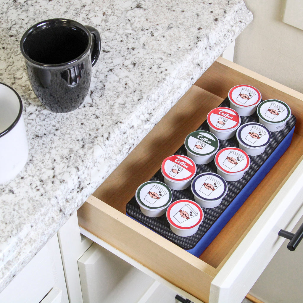 Coffee Pod Storage Deluxe Organizer Tray Drawer Insert for Kitchen Home Office Waterproof 4.5 X 11.75 Inches Holds 10 Compatible Keurig K-Cup